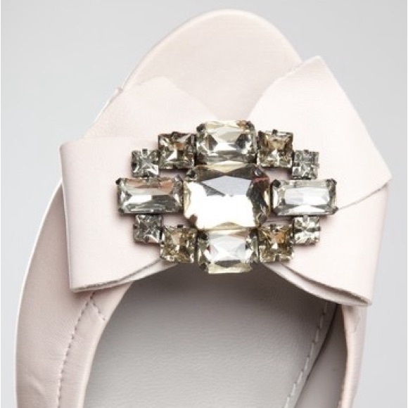 NIB Vera Wang leather peep toe ballet flats crystal embellishment 11 NEW HTF! - Picture 6 of 16